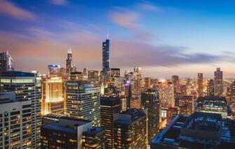 Wallpaper City The Skyscrapers Chicago Michigan Night