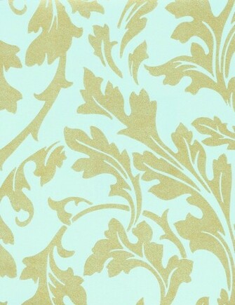 Decowunder Wallpaper Non Woven Baroque Turquoise Gold