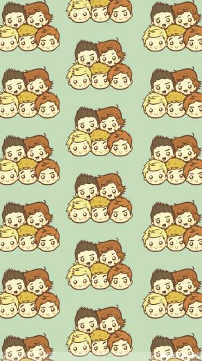 One Direction Cartoon Heads iPhone Wallpaper Music