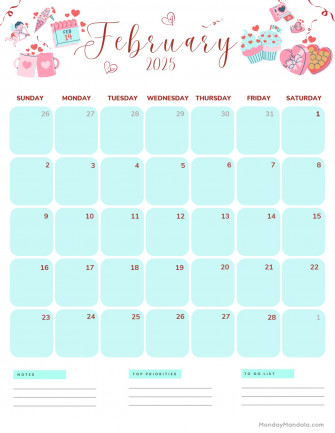 Printable Cute February Calendars That Wallpaper