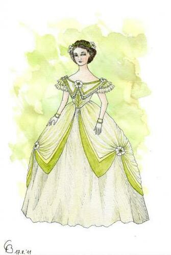 Early Victorian Crinoline Gown By Yosephyne