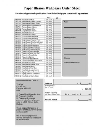 Paper Illusion Wallpaper Order Sheet