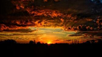 Wallpaper Sunset Clouds Orange Sky Full HD