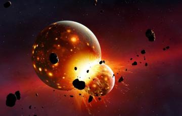 Wallpaper Fire Planets Collision Image For Desktop Section