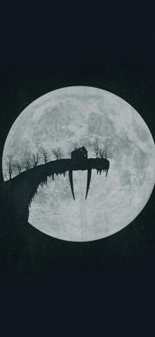 Tusk Moon Poster Illustration Art Dark iPhone X Wallpaper