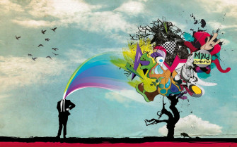 Wallpaper Trees Illustration Digital Art Birds Abstract