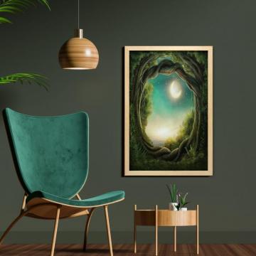 East Urban Home Curly Branches Trees In Enchanted Forest Full Moon