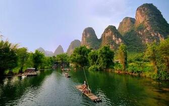 Wallpaper Guilin Yangshuo Beautiful Landscape Mountains Trees