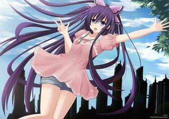Date A Live Bow Kazenokaze Purple Eyes Hair Yatogami Tohka