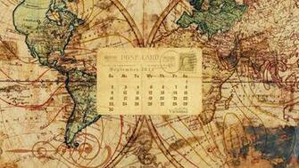 The September Desktop Calendar Wallpaper Features Vintage Map And