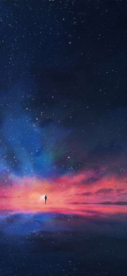 Anime Night Sky Stars Horizon Scenery 4k Wallpaper