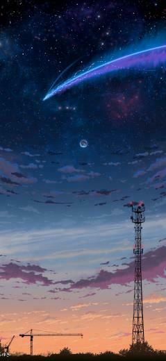 Starfall In The Night With Image Background Phone Wallpaper