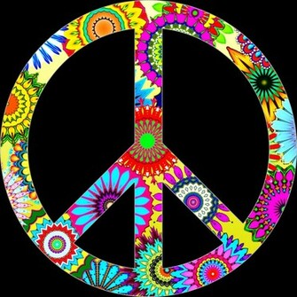 Cool Peace Signs Retro Flowers Sign