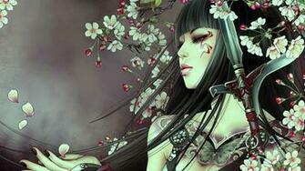 Tattooed Girl With Sword Wallpaper Fantasy
