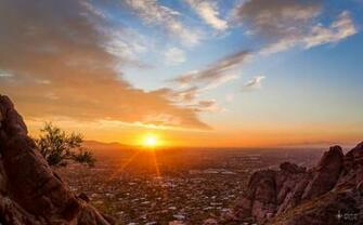 Burning Over Phoenix Camelback Mountain Arizona