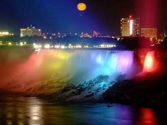 Niagara Falls Frozen Canada At Night
