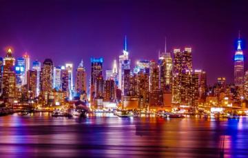 Wallpaper Night The City Lights Skyscrapers Panorama Skyline