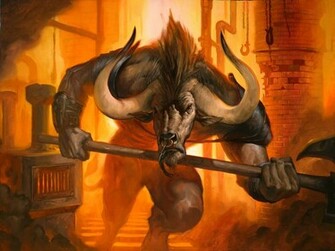 Minotaur Illustration Mythical Creatures Wallpaper