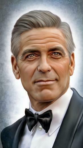 Image George Clooney Man Face Glance Celebrities Painting