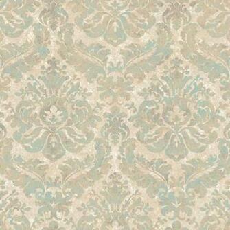 Green And Beige Feathery Damask Wallpaper Wall Sticker Outlet