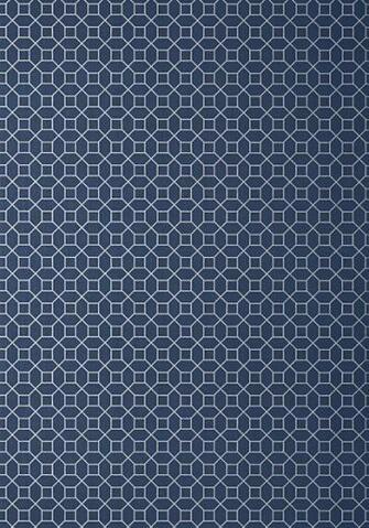 Thibaut Wallpaper Geometric Resource Farris T11027 Silver On Navy