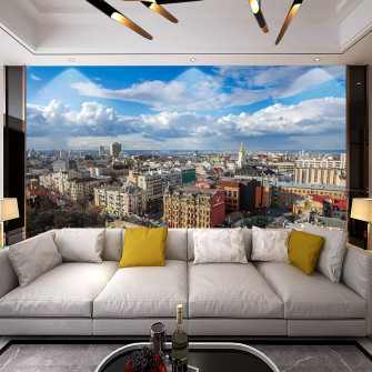 Modern 3d Kiev City Day Panorama Ukraine Wallpaper Stick