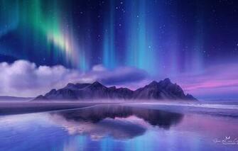 Wallpaper Mountains Night Northern Lights Genes Raz Von Edler