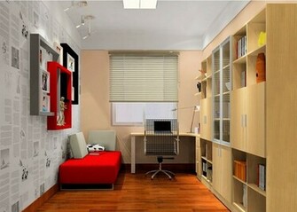 Free download study room design wallpaper purple 3d rendering