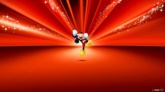 Disney Mickey Mouse On Red Wallpaper