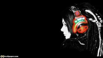 Dark Emo Women With Headphone
