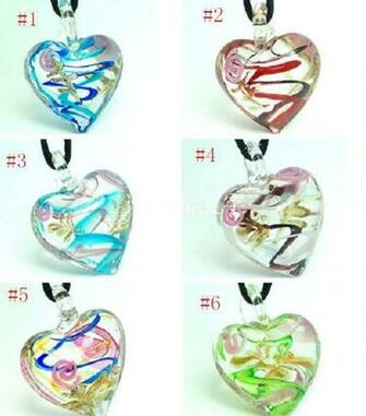 Handmade Flower Lampwork Murano Art Glass Beaded Pendant Necklace P649