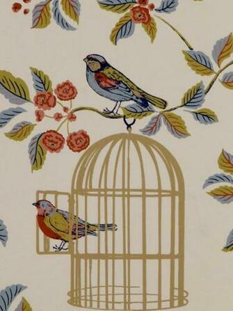 Vintage Charm Blue Bird Cage Wallpaper Uk