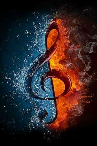 Choose Fire Ice Music Symbol Wallpaper To Create Fantastic Wall