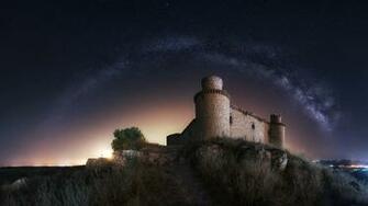 Schloss Sterne Nacht Sternenhimmel Sky Wallpaper Castle
