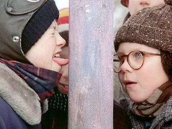 To A Pole As Ralphie Peter Billingsley Looks On In Christmas Story