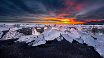Island Ice Snow Winter Sunset Scenery Wallpaper iPhone Phone 4k 1230e