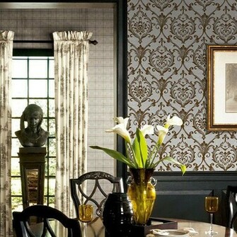 European Retro Wallpaper Water Resistant Damascus Hotel Renovation