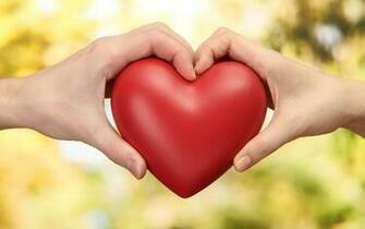 Red Heart Holding With Boy And Girl Love Wallpaper HD