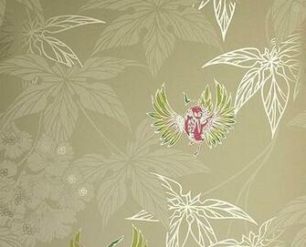 Grove Garden Wallpaper Pale Coffee Coloured With Silvery