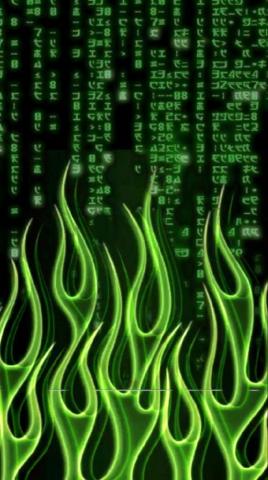 Green Flame Code Wallpaper Phone Black And
