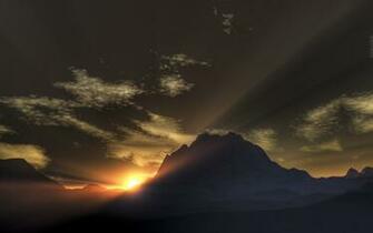Sunrise Mountains Snow Sun 3d Renders Rays Wallpaper
