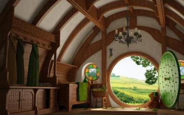 The Hobbit Shire Bag End Wallpaper Art