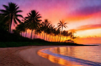 Tropical Island Sunset Wallpaper