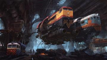 Wallpaper Trains Future Sci Fi Art Picture QHD