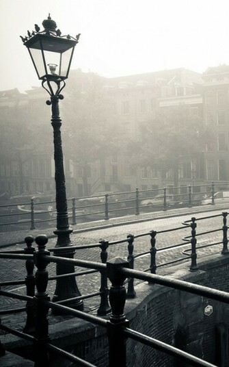 Black And White City Street Light Android Wallpaper