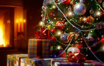 Wallpaper Decoration Lights Tree Candles Gifts