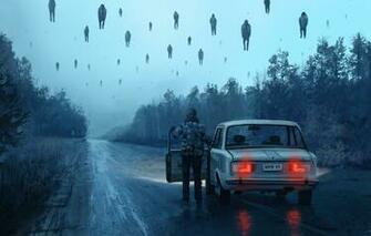 Wallpaper Auto Road Fog People Machine Chernobyl