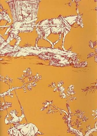 Canne Country French Toile Wallpaper 16390closeup