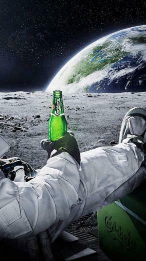 Astronaut Chilling On The Moon With Beer iPhone Wallpaper iPhone5