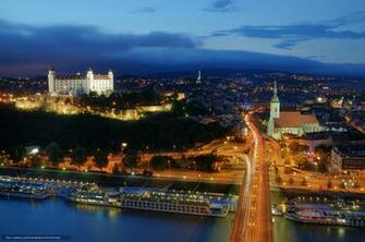 Wallpaper Bratislava Slovakia City Night
